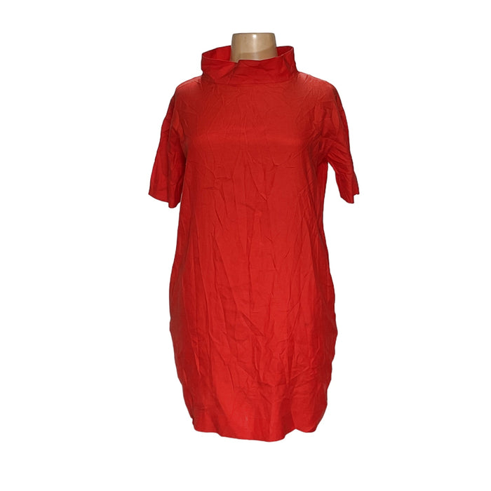 Cos Orange Shift Midi Dress Size 10