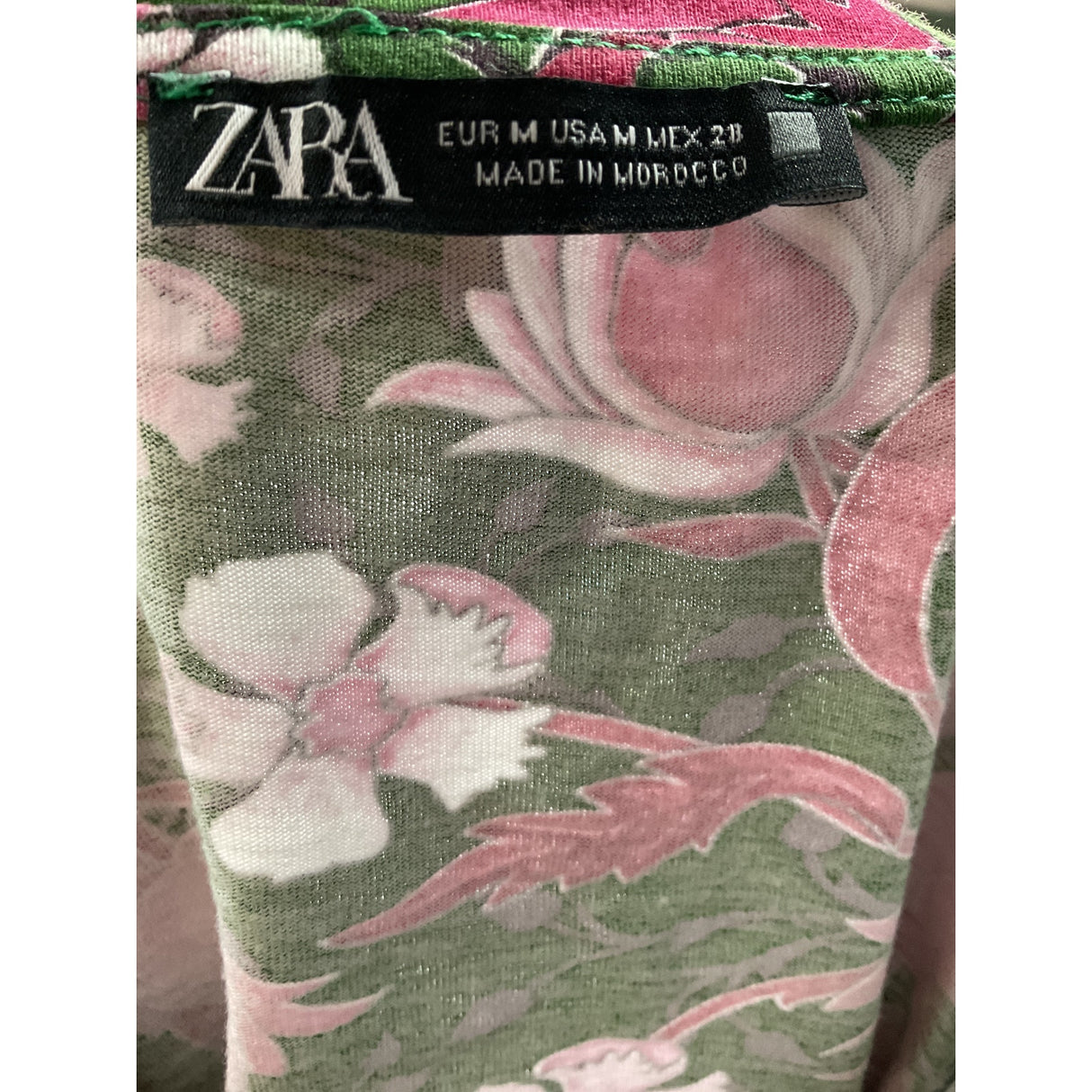 ZARA Pink Floral Blouse w/ Woven Cotton Fabric - Women's M