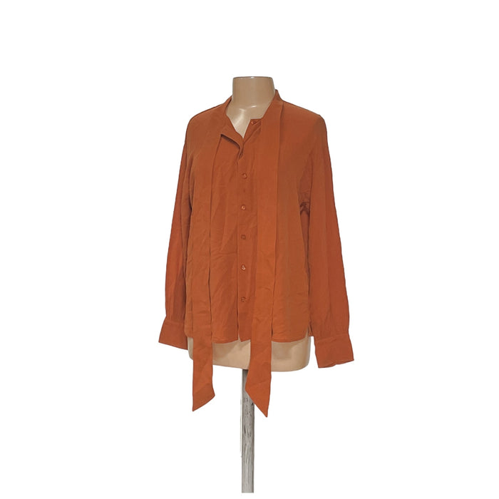 Tory Burch Orange Silk Button-Up Top