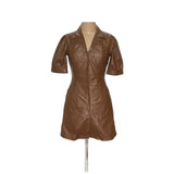 Paige Brown Polyurethane Midi Shirt Dress Size S