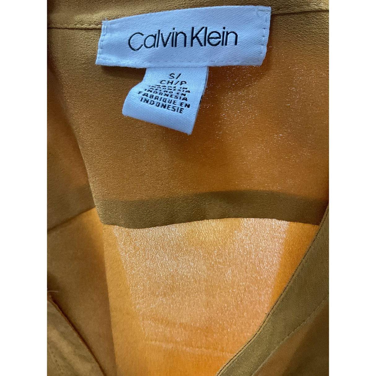 Calvin Klein Yellow Button-Up Top Size S