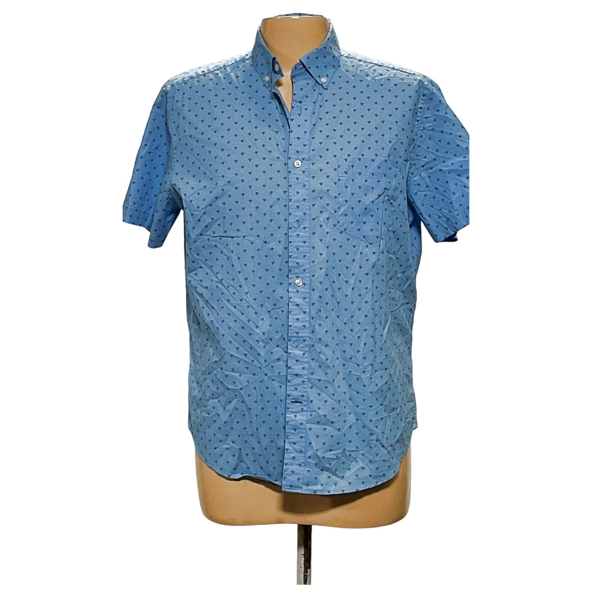 Nautica Blue Men's Short Sleeve Button-Up Size L