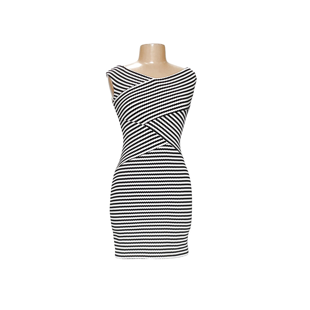 GUESS White Striped Midi Dress