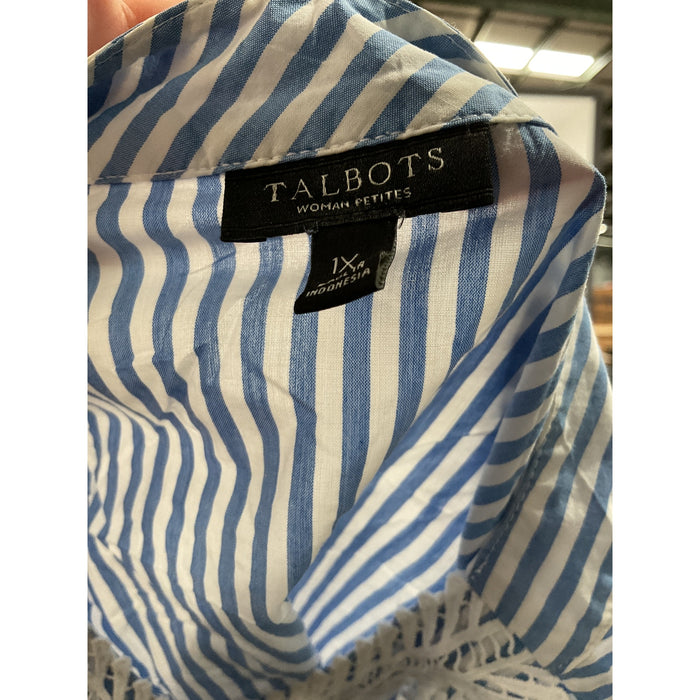 Talbots Blue Cotton Blouse (1X, Plus)