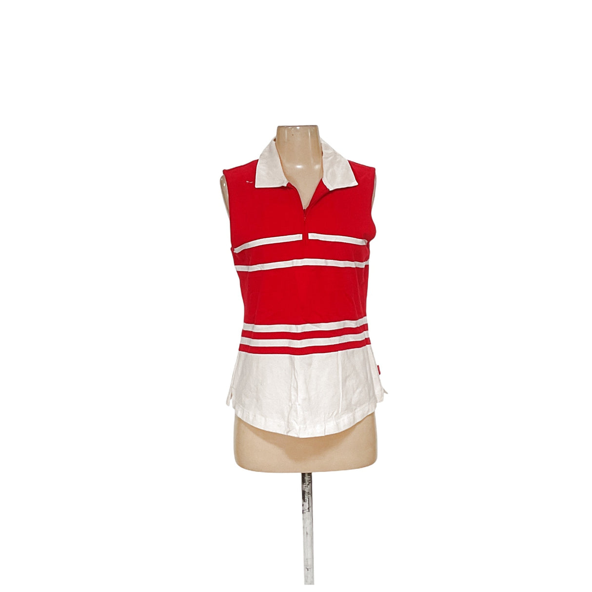 Liz Claiborne Red Striped Cotton Polo Shirt, Women's M
