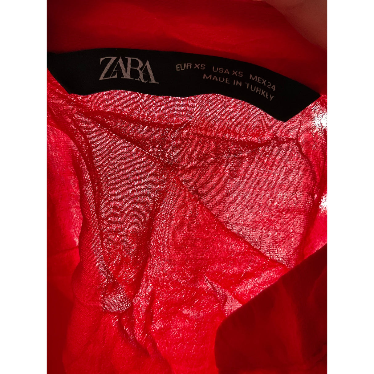 ZARA Red Viscose Blouse XS