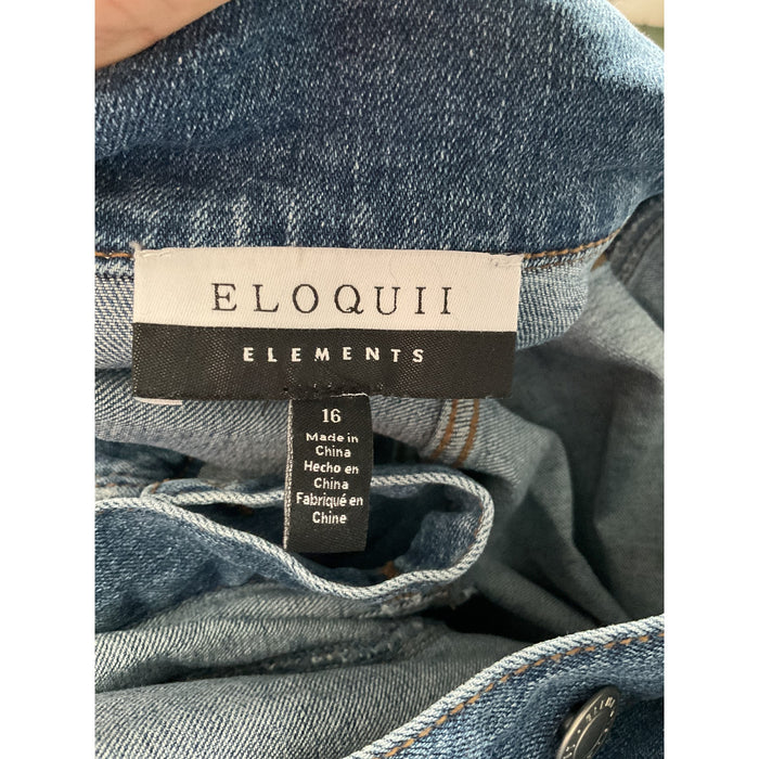 ELOQUII Women's Blue Cotton Jacket