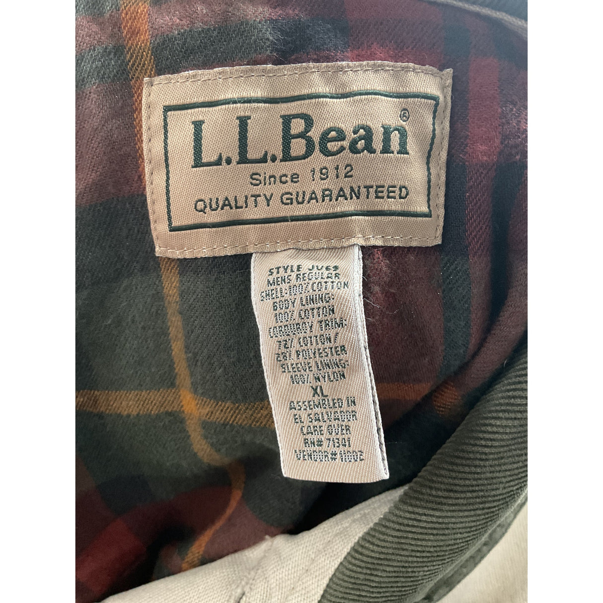 L.L. Bean Men's XL Brown Cotton Anorak Jacket