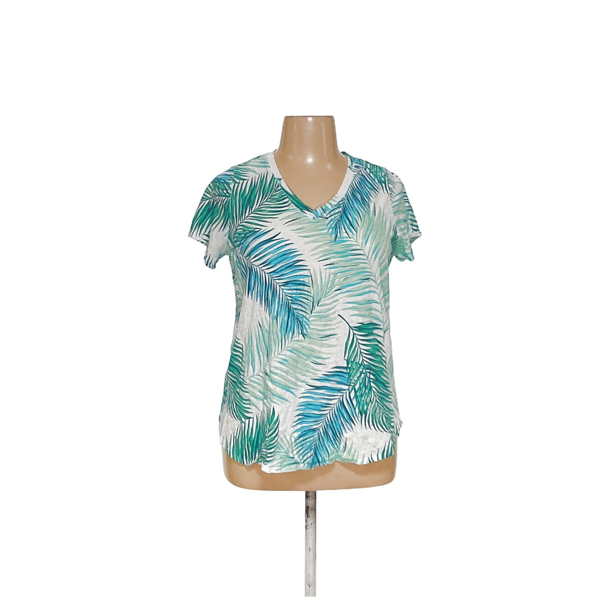 Tahari Multicolor Leaf Print T-Shirt