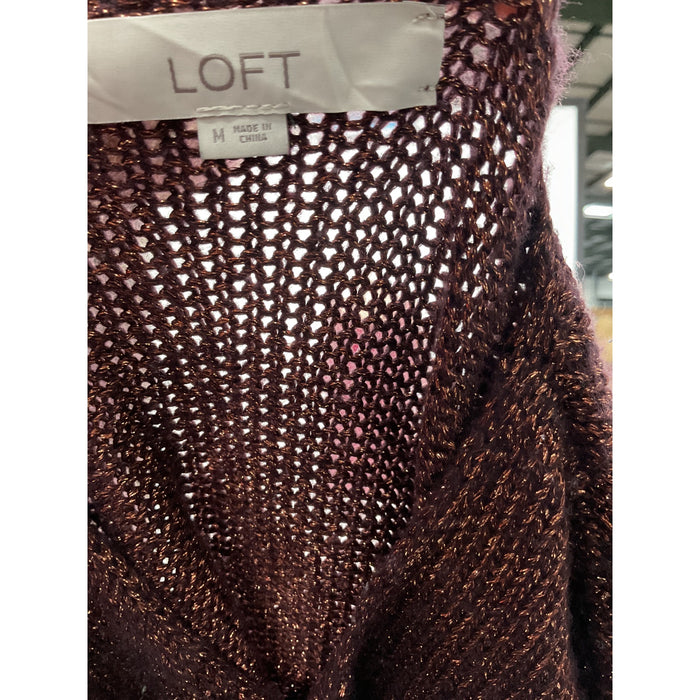 LOFT Brown Acrylic Pullover Sweater