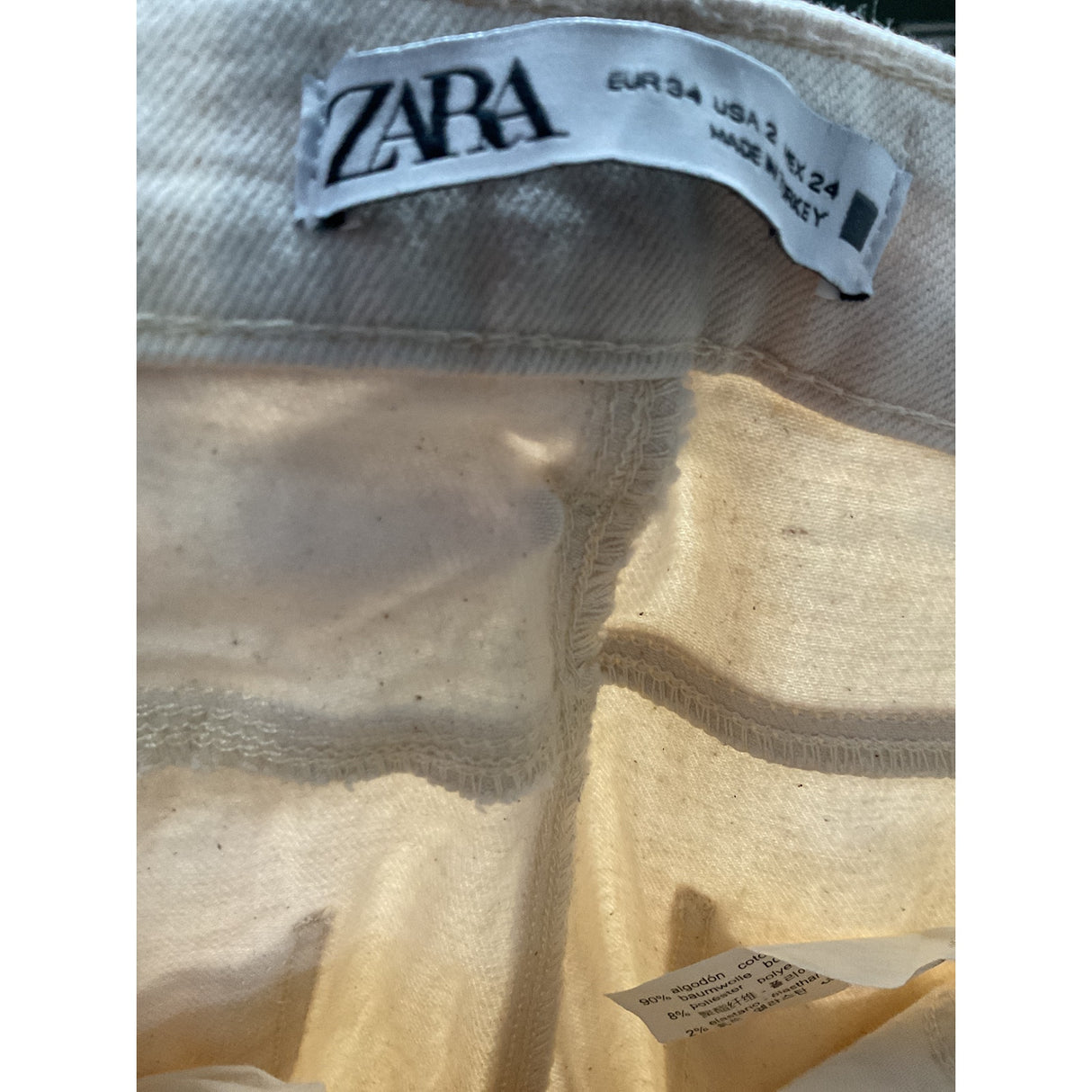 Zara Beige Women's Ankle Jeans - Size 2