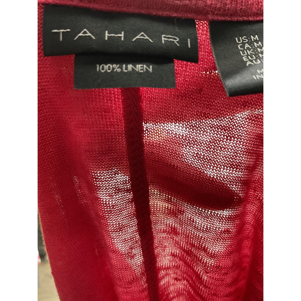 Tahari Women's Red Linen Cardigan Sweater