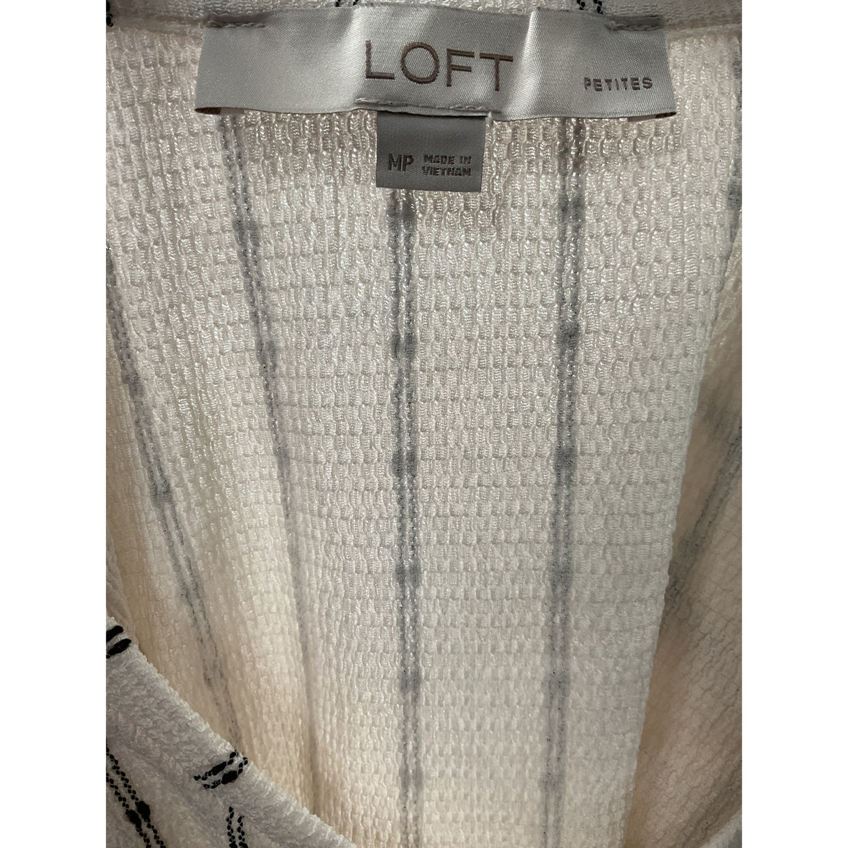 LOFT Cream Striped Petite Blouse, Women's MP