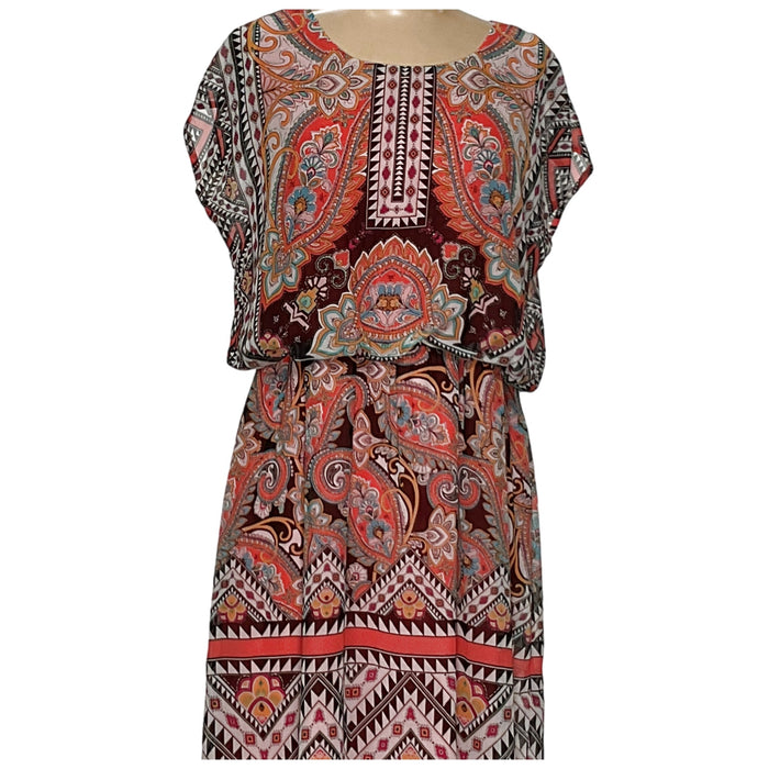 Chetta B Multicolor Blouson Midi Dress