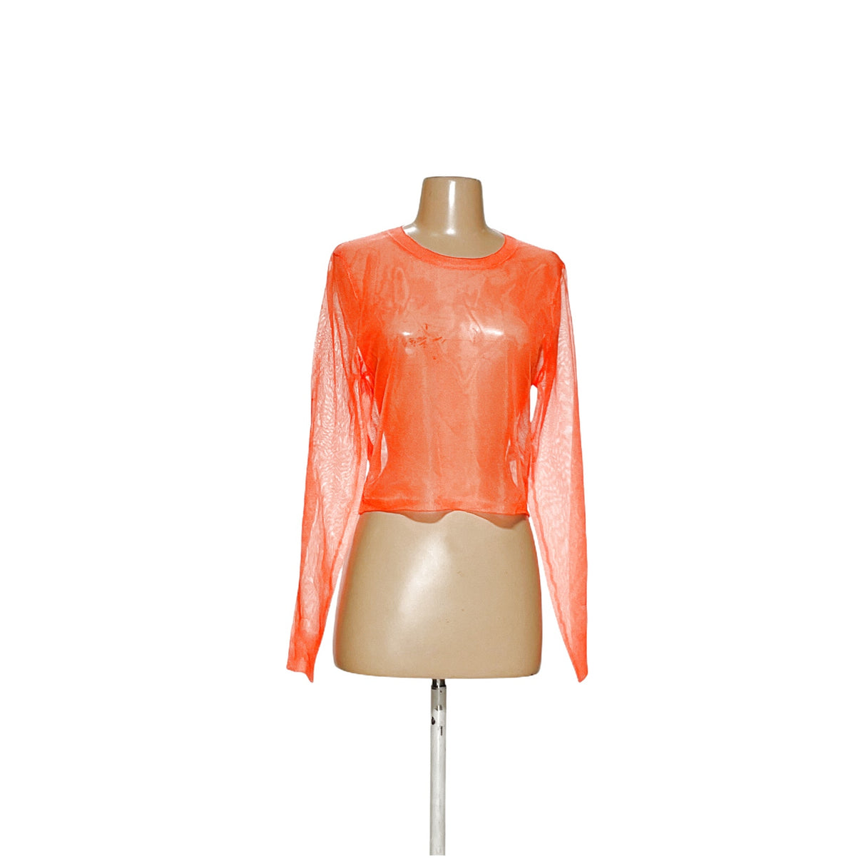 ZARA Orange Mesh Blouse L