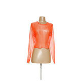 ZARA Orange Mesh Blouse L