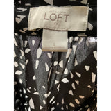 LOFT Black Graphic Print Chiffon Button-Up, L