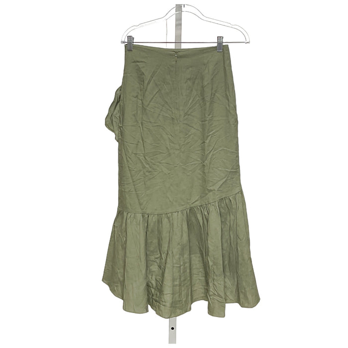 Mustard Seed Green A-Line Midi Skirt