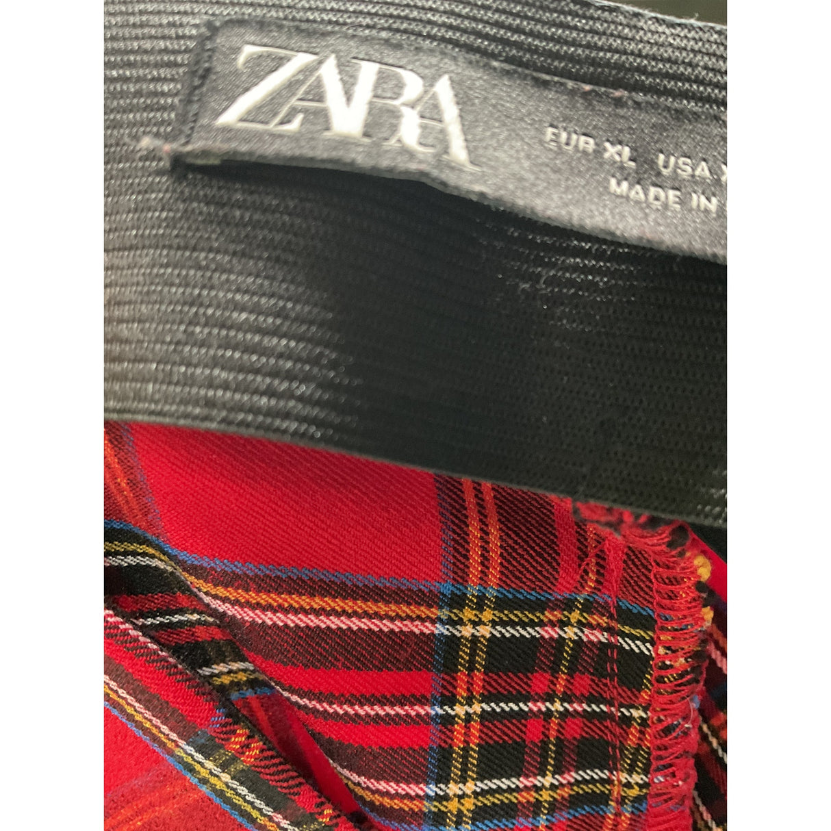 ZARA Red Plaid Leggings XL