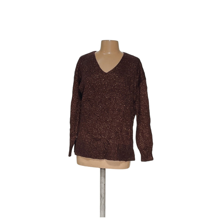 LOFT Brown Acrylic Pullover Sweater