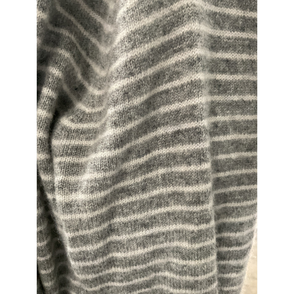 Tahari Gray Striped Cashmere Cardigan