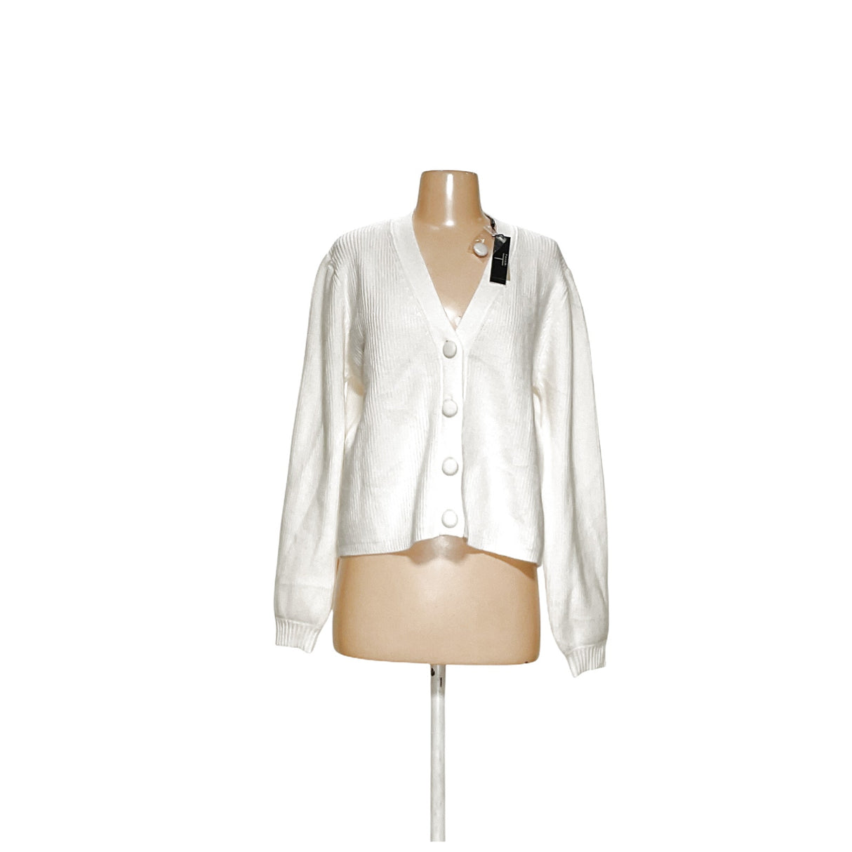 Tahari White Viscose Cardigan - Size L