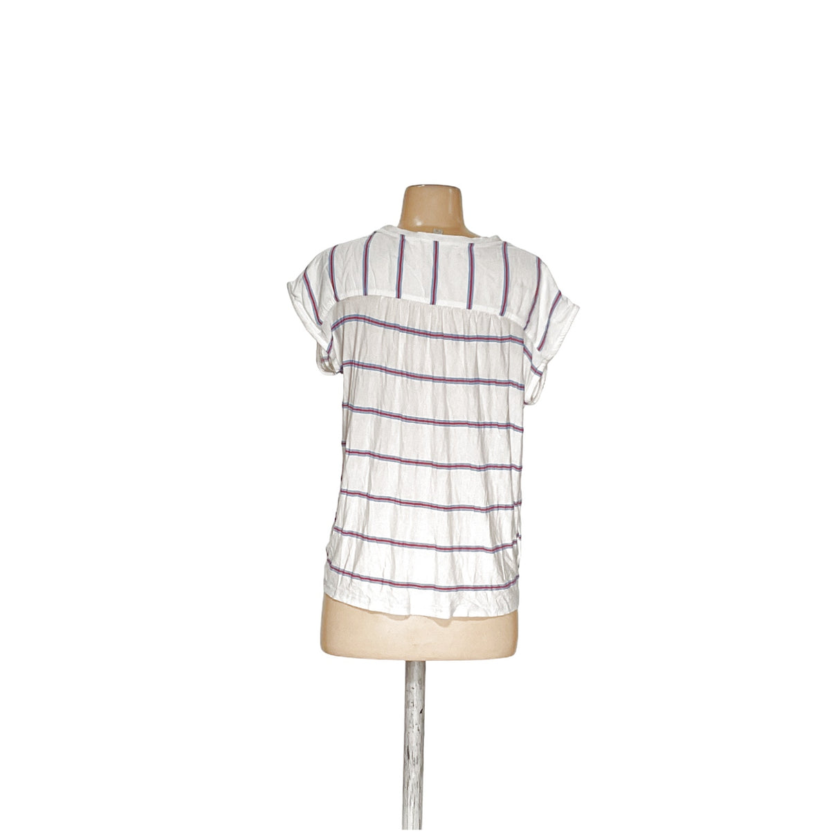 LOFT White Rayon Striped Blouse - Women's S