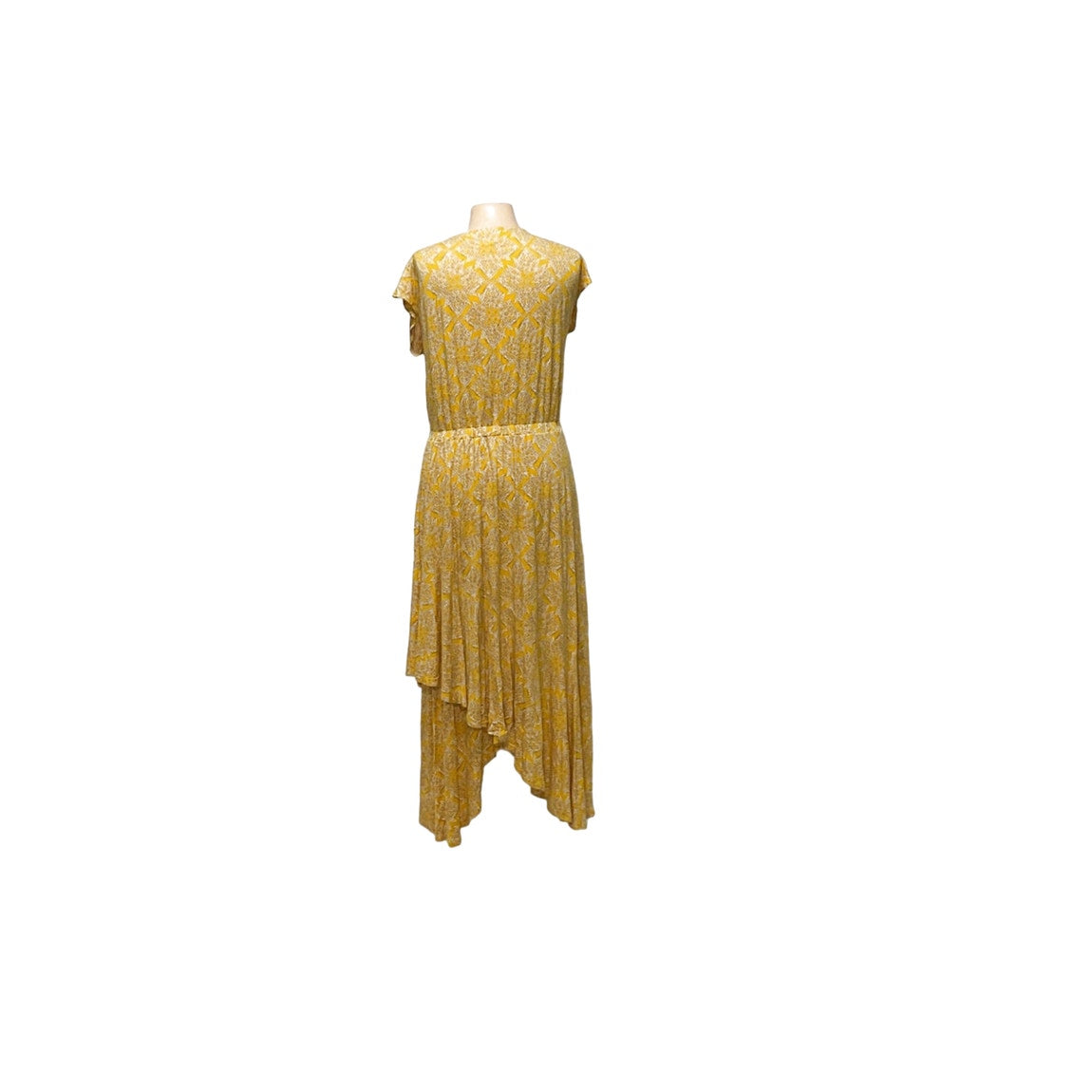 Maeve Yellow Wrap Midi Dress L