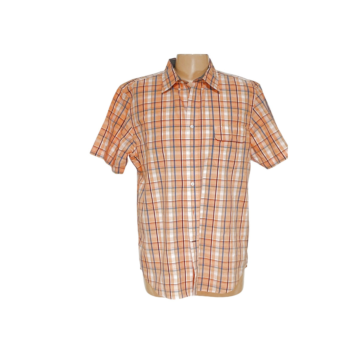 Nautica Men's Orange Plaid Short Sleeve Button-Down Shirt, XL