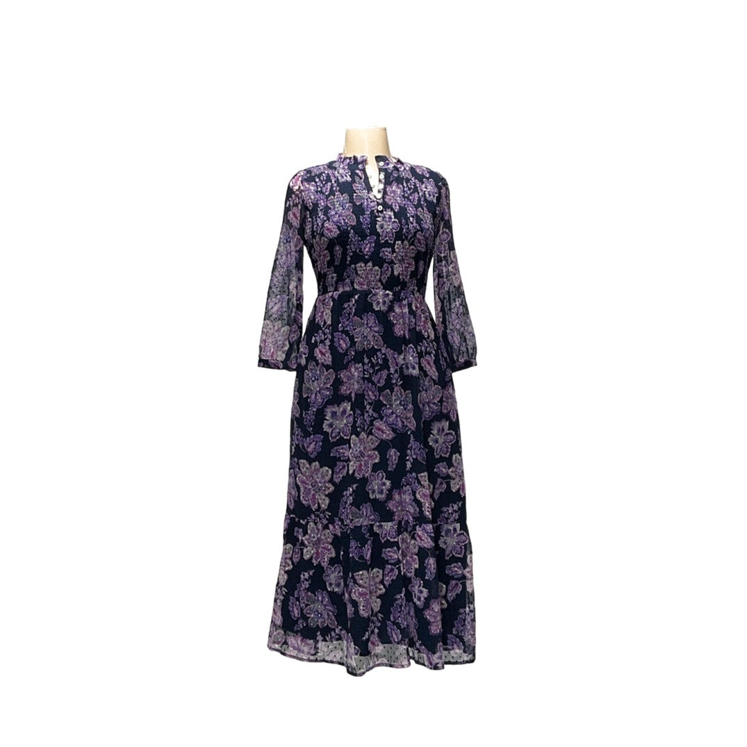 LOFT Purple A-Line Midi Dress