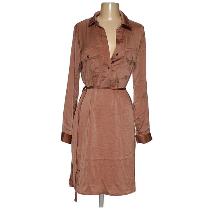 Lucky Brand Brown Midi Shirt Dress - Women's M