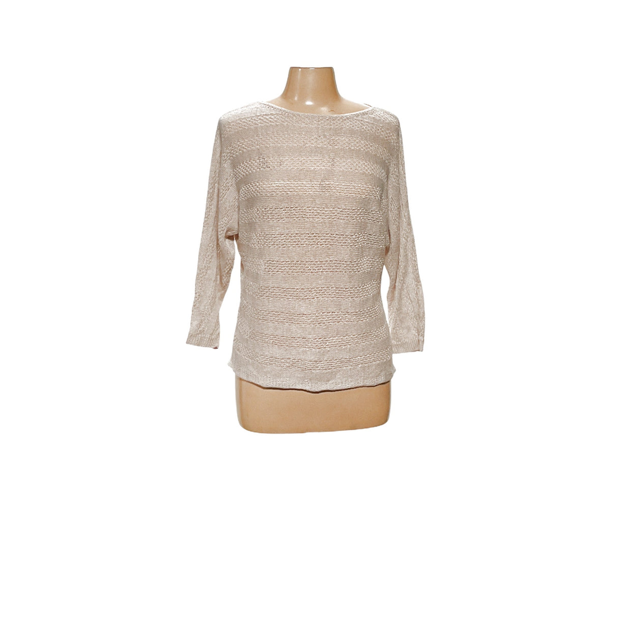 Tahari Cream Linen Knit Pullover Sweater XS