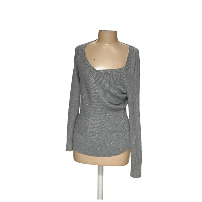 WHBM Gray Cotton Blouse - Size L