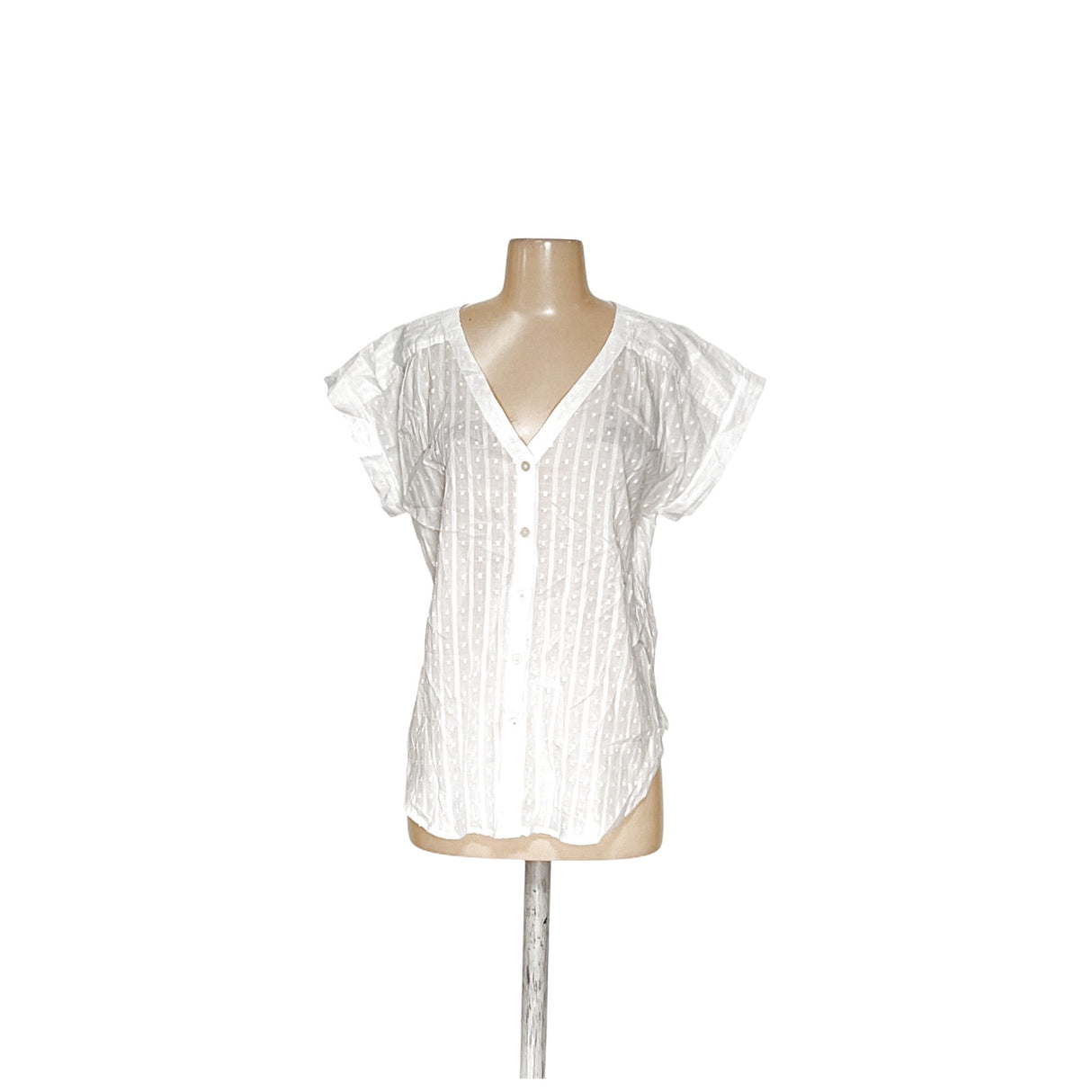 White Striped LOFT Button-Up Top - Size M