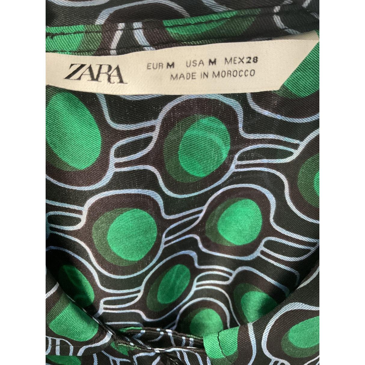 ZARA Green Graphic Print Blouse - Women's M