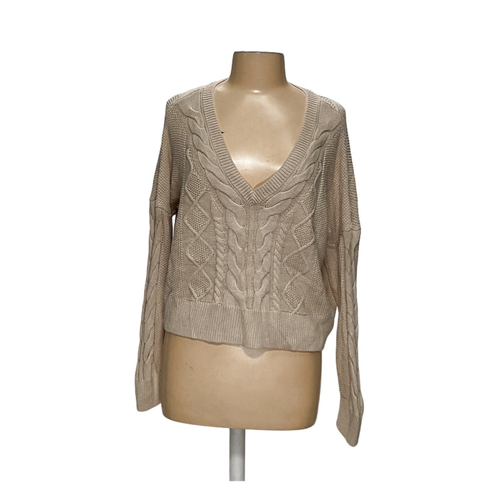 Cabi Beige Henley Sweater, Size L