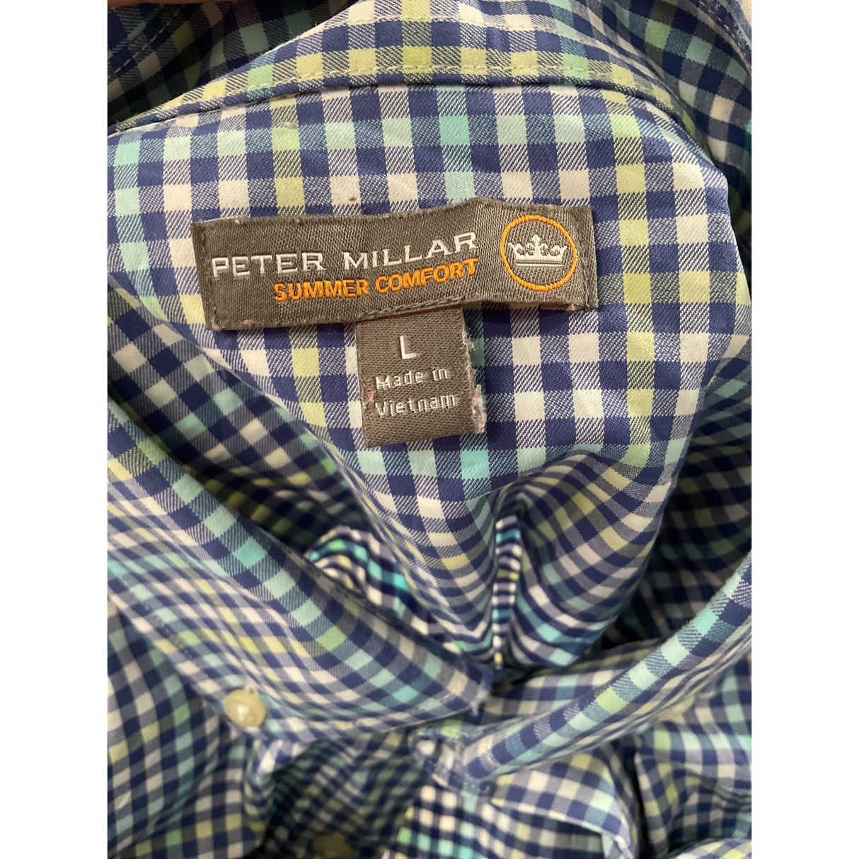 PETER MILLAR Men's Cotton Dress Shirt - Size L