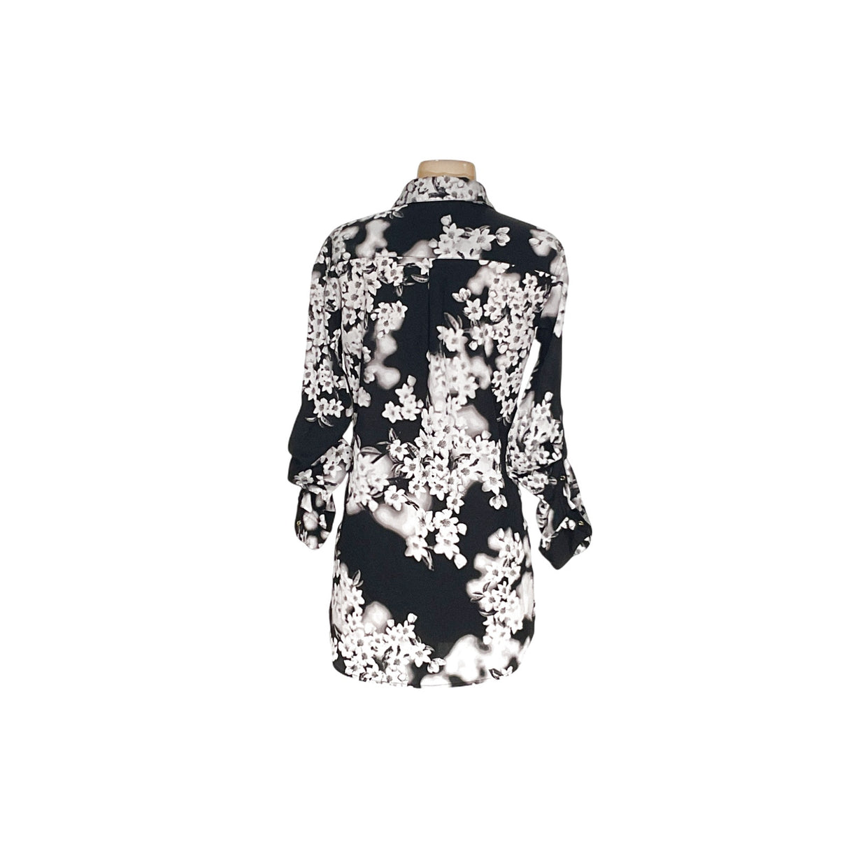 Calvin Klein Black Floral Chiffon Button-Up Top XS