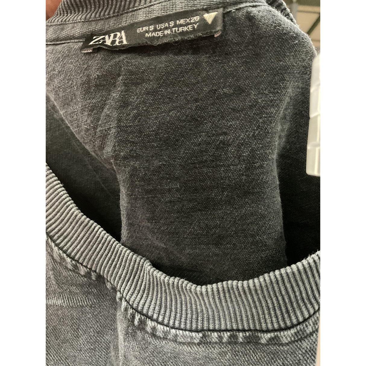 ZARA Gray Cotton Pullover Sweater