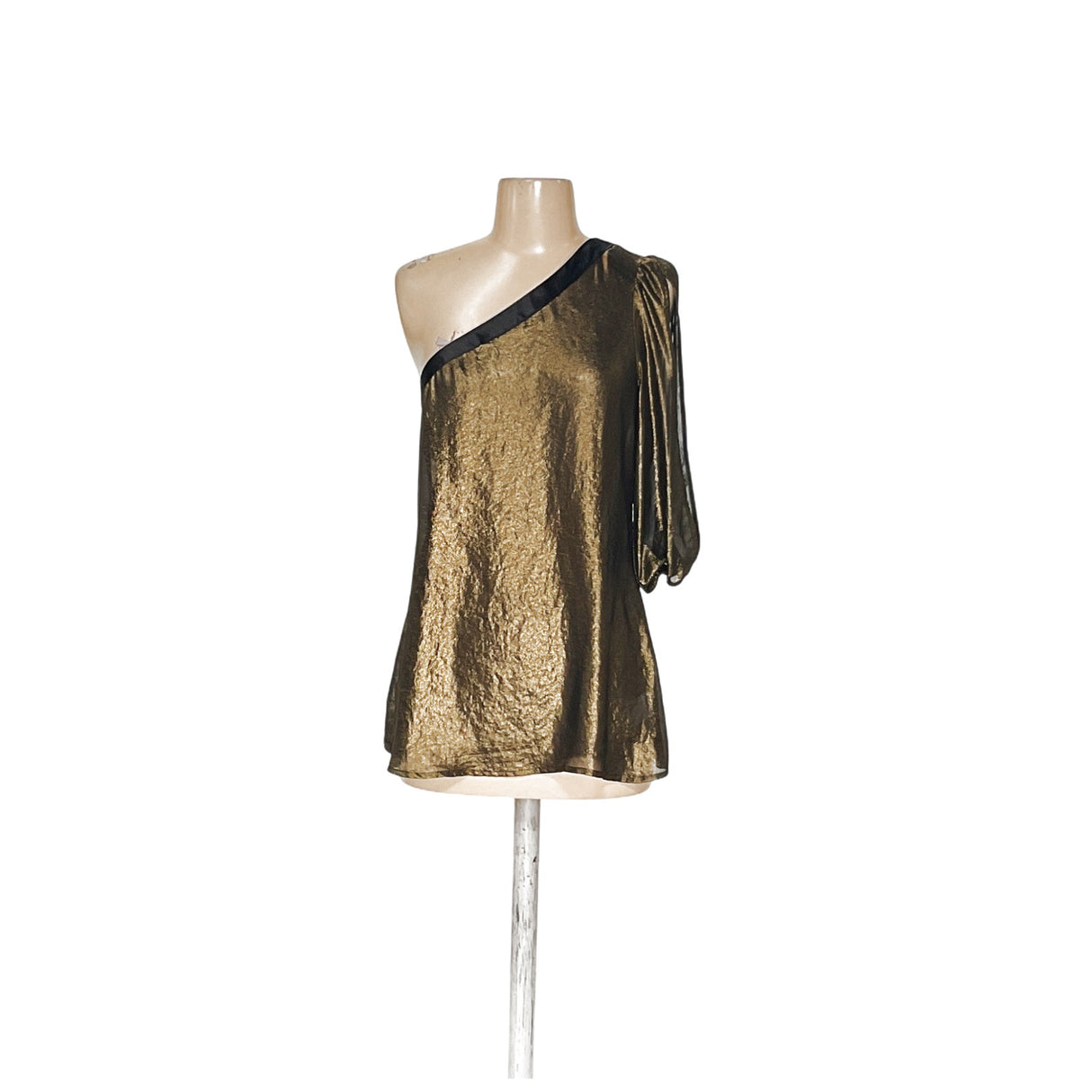 BEBE Gold Polyester Chiffon Blouse S 17x28in