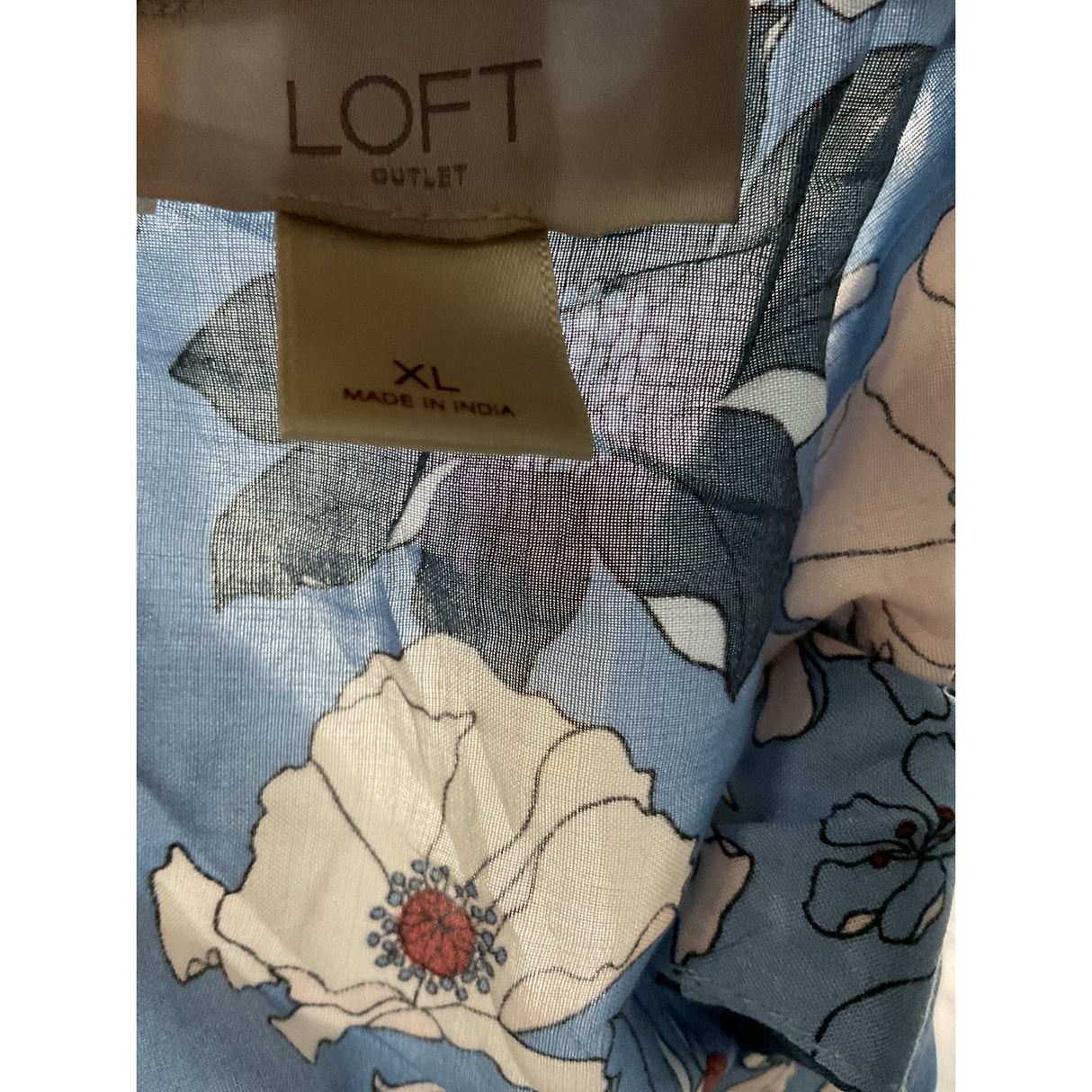 LOFT Floral Print Rayon Blouse XL