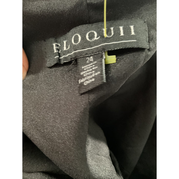 ELOQUII Plus Size Long Black A-Line Dress