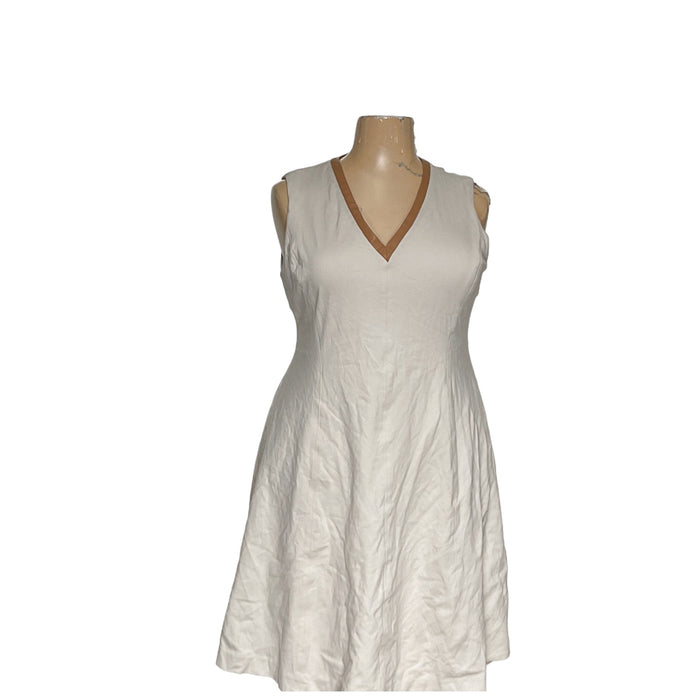 Plus Size Ralph Lauren Cream Knee-Length Shift Dress