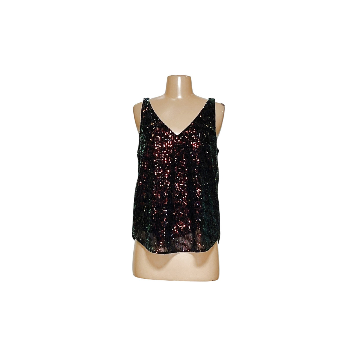 LOFT Black Mesh Sequin Blouse S