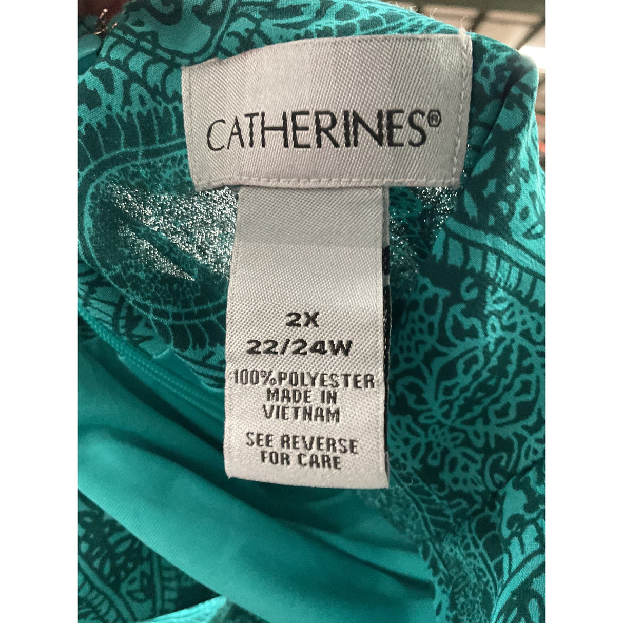 Catherines Green Long Sleeve Shift Dress in 2X