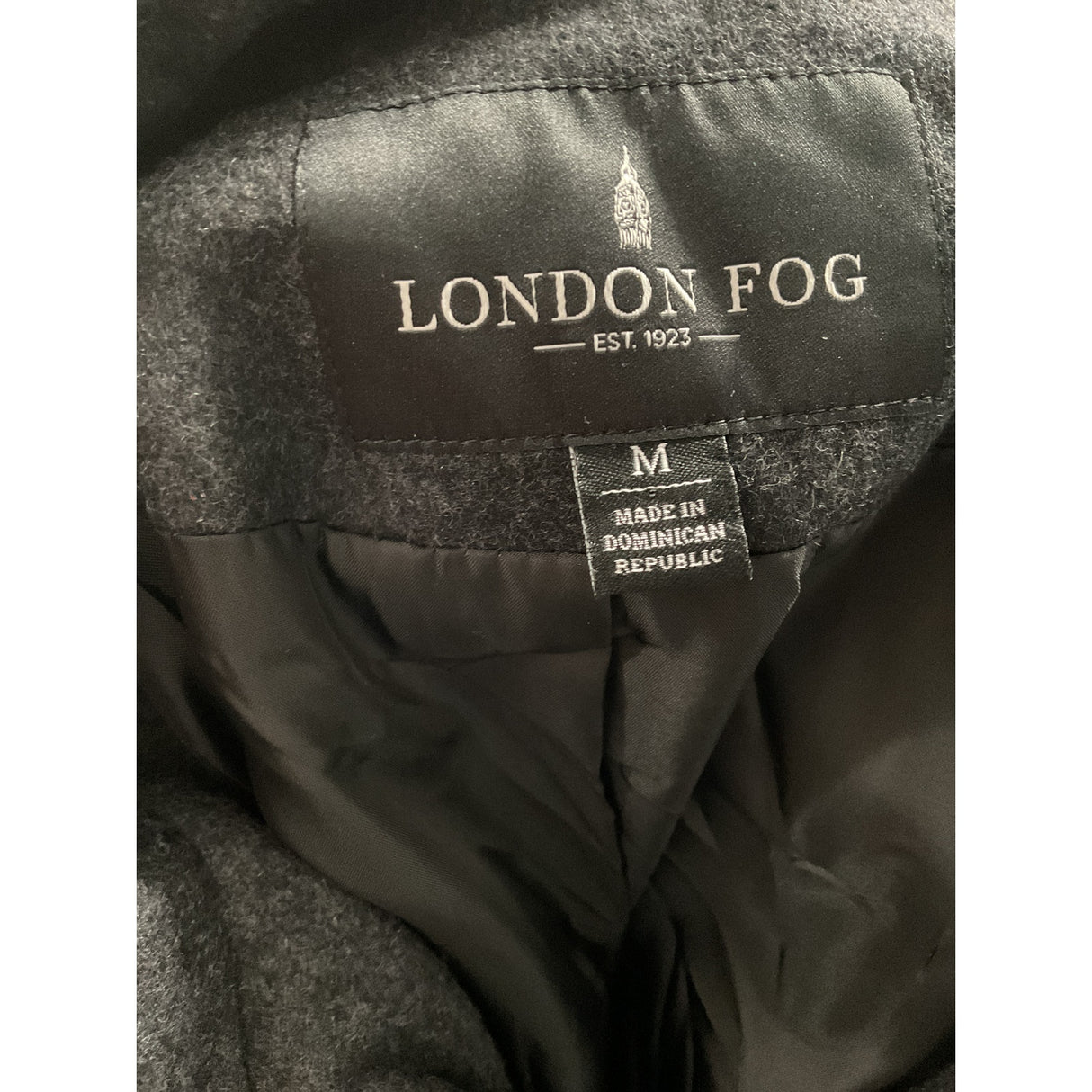 LONDON FOG Black Wool Overcoat (M)