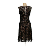 BCBGMAXAZRIA Black Floral Lace A-Line Midi Dress