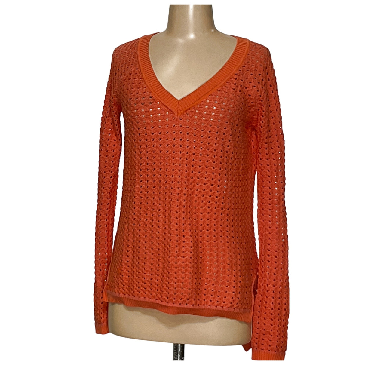 BCBGMAXAZRIA Orange Cotton Pullover Sweater - Women's Size XS