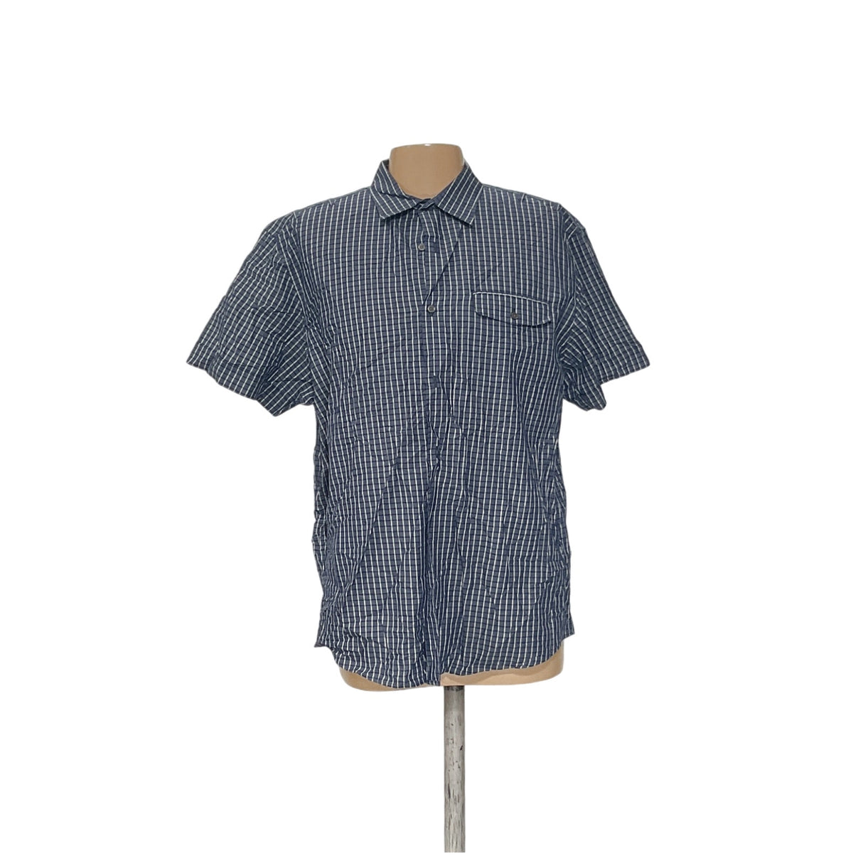 BR Men's Blue Big & Tall Short Sleeve Button-Up