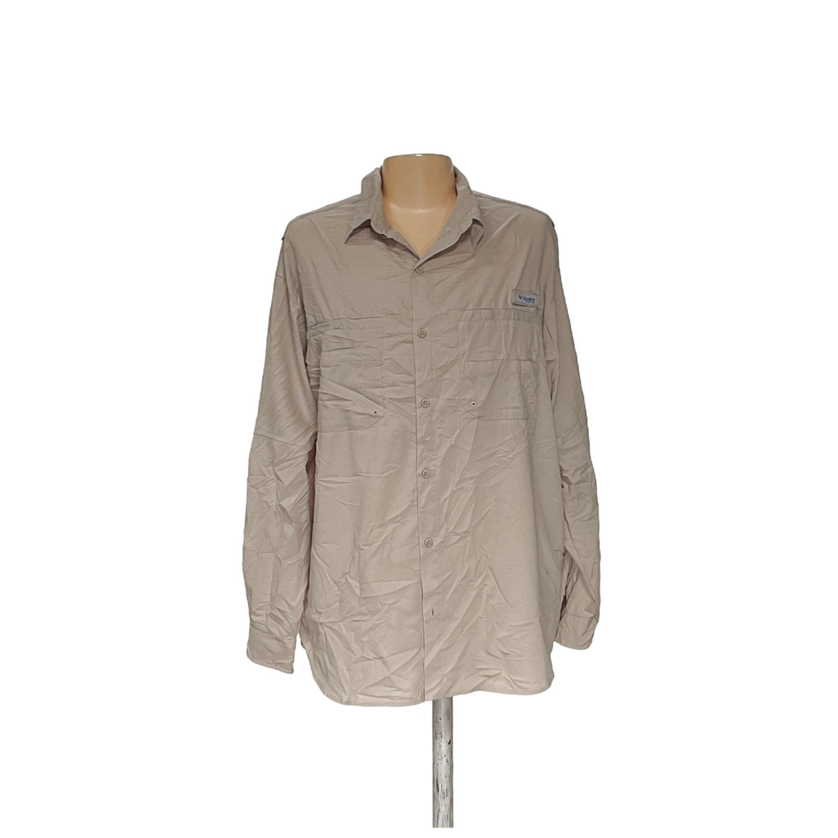 Columbia Men's Beige Button-Up Shirt in XXL